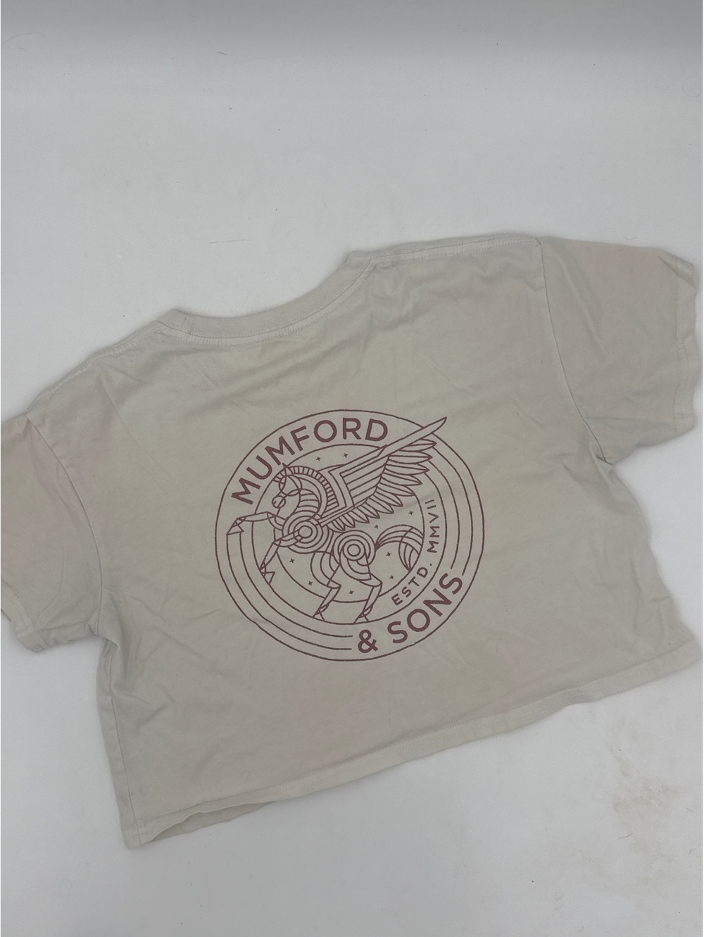 Mumford & Sons Beige Graphic Crop T-Shirt - Picture 2 of 5